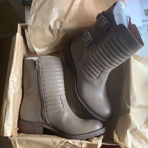 Brand new Lucky Brand taupe colored boots!